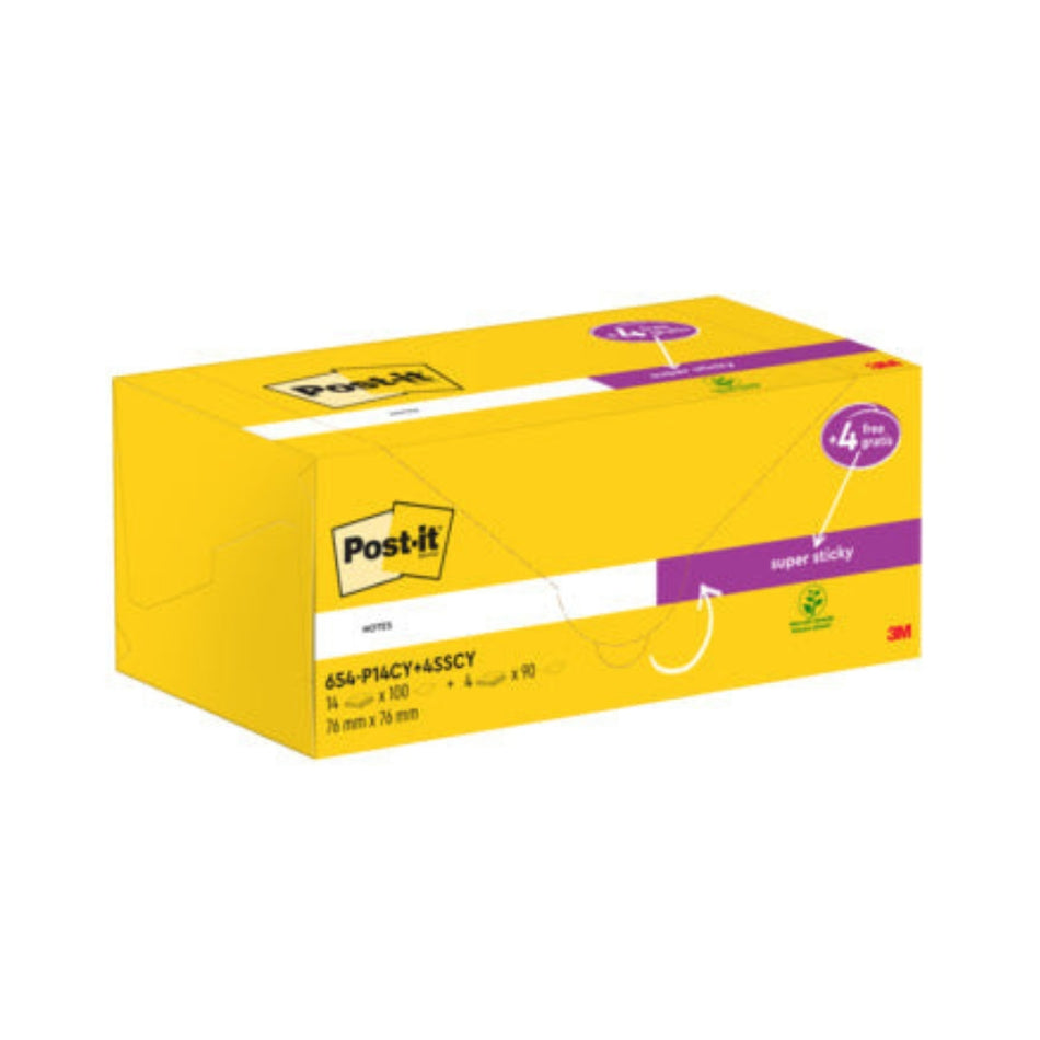 Post-it® Haftnotizen 76 x 76 mm gelb 14+4 gratis