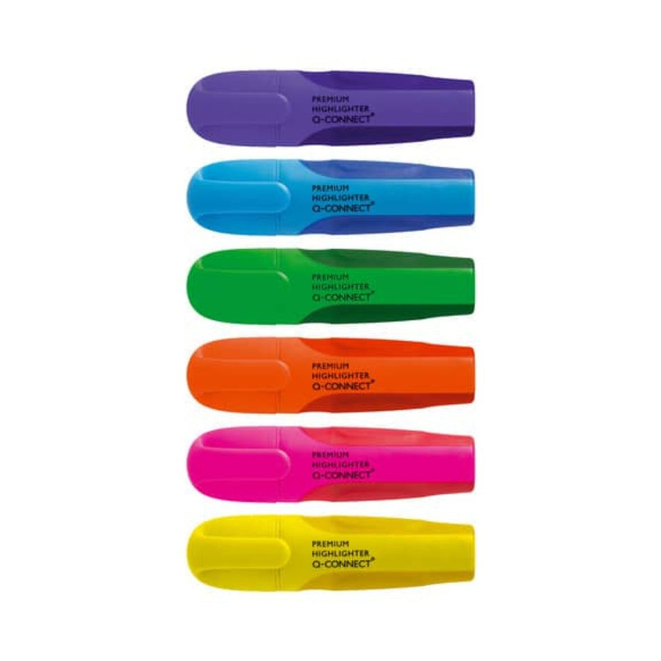 Q-CONNECT Textmarker Premium 6er-Set – Leuchtfarben, 2–5 mm Strichstärke
