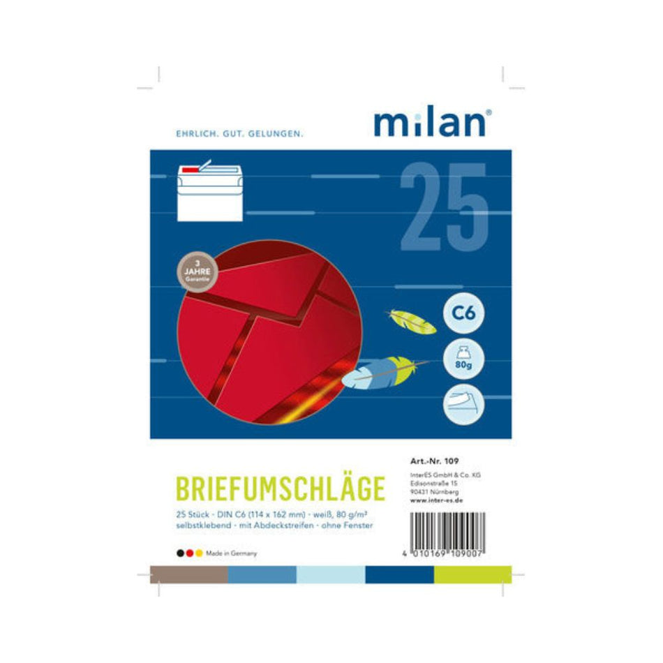 MILAN Briefumschläge C6 weiß haftklebend 25 Stk. / Packung