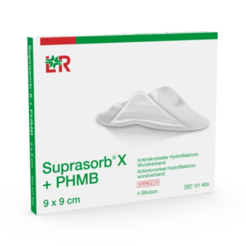 Suprasorb® X + PHMB Kompresse 9 x 9 cm – 4 Stk. / Packung